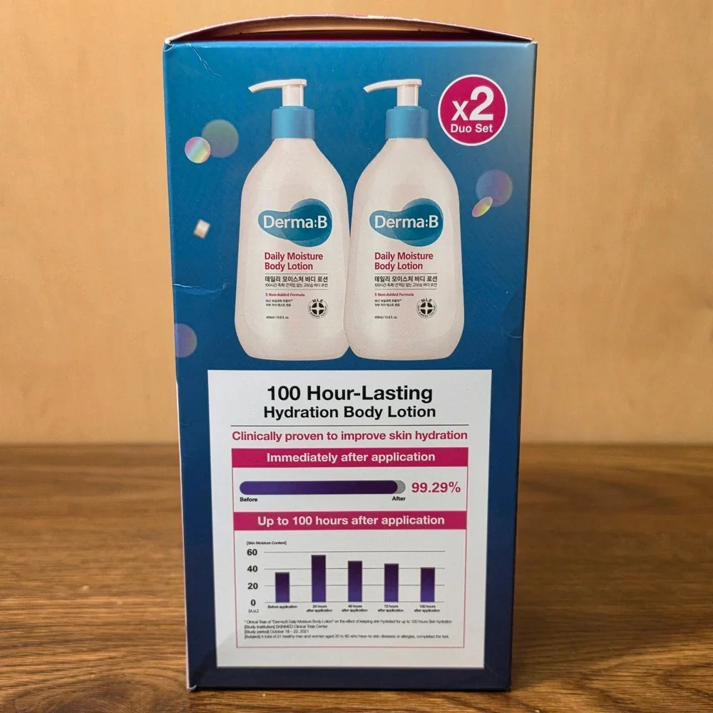Derma:B Daily Moisture Body Lotion Duo 400ml x2 K-Beauty New Sealed EXP 2028